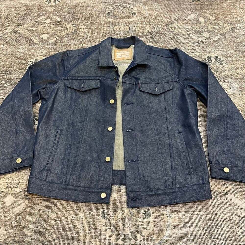 Levi's Strauss & Co Trucker Jacket XL Rigid Raw Dark Indigo Denim Button Up